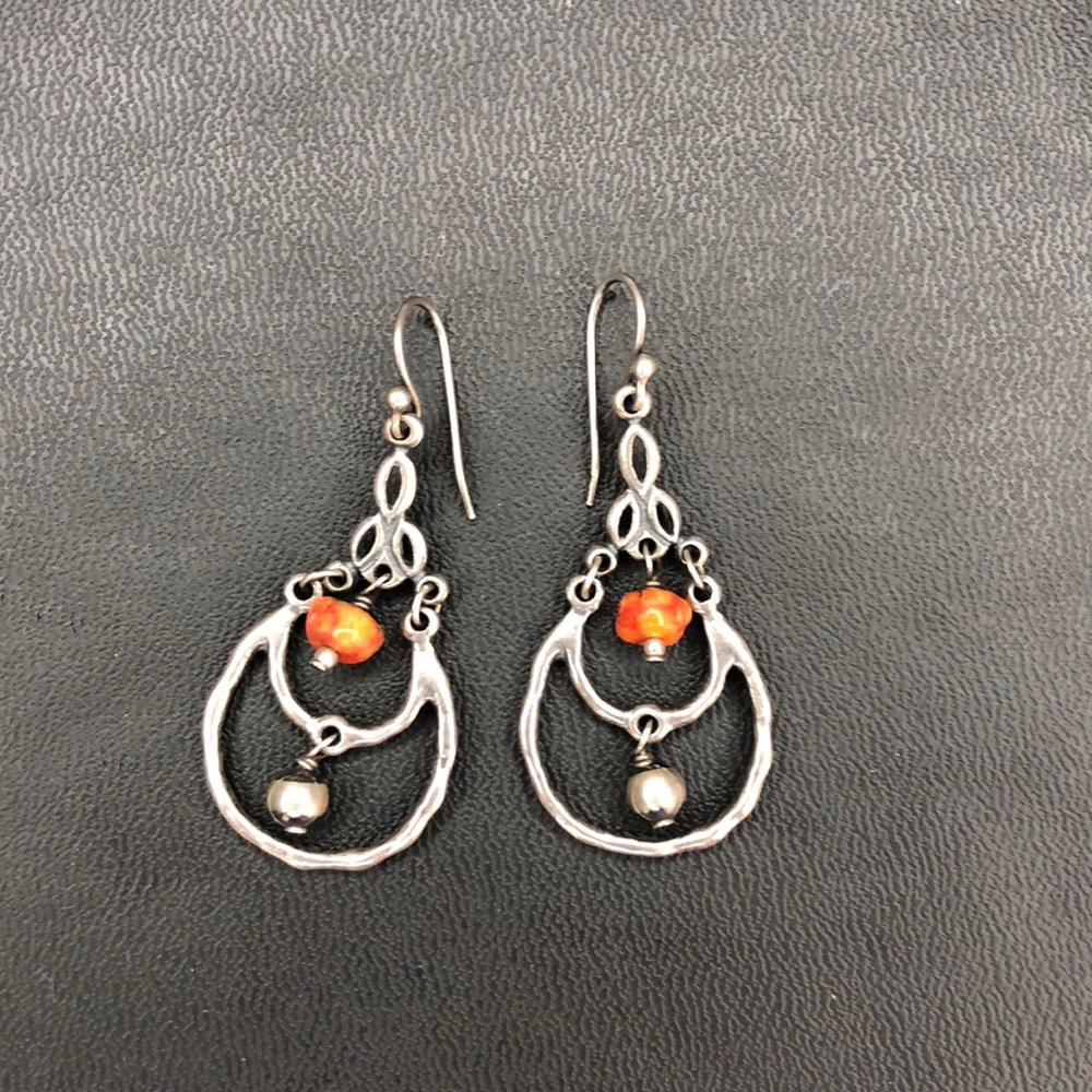 Retired Silpada Sterling/Sponge Coral Earrings